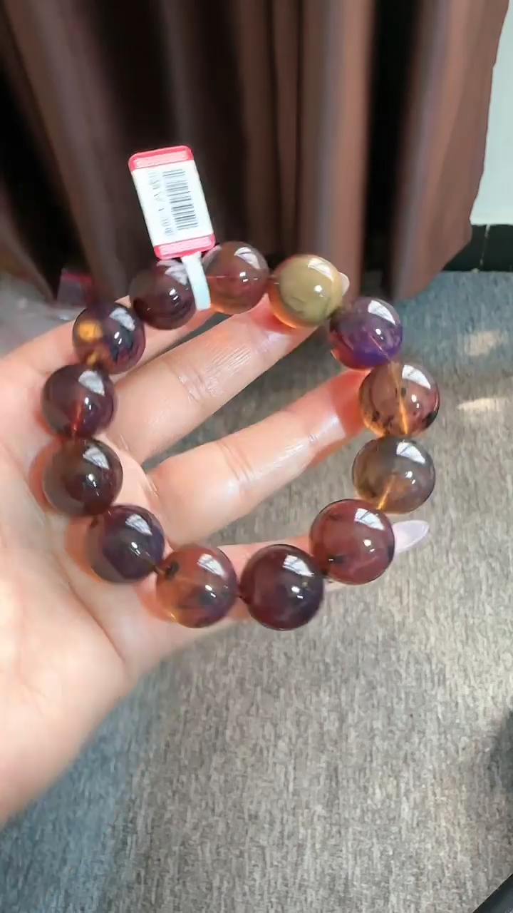 【闪购商品】琥珀手链未镶嵌规格17微瑕多宝手串#12