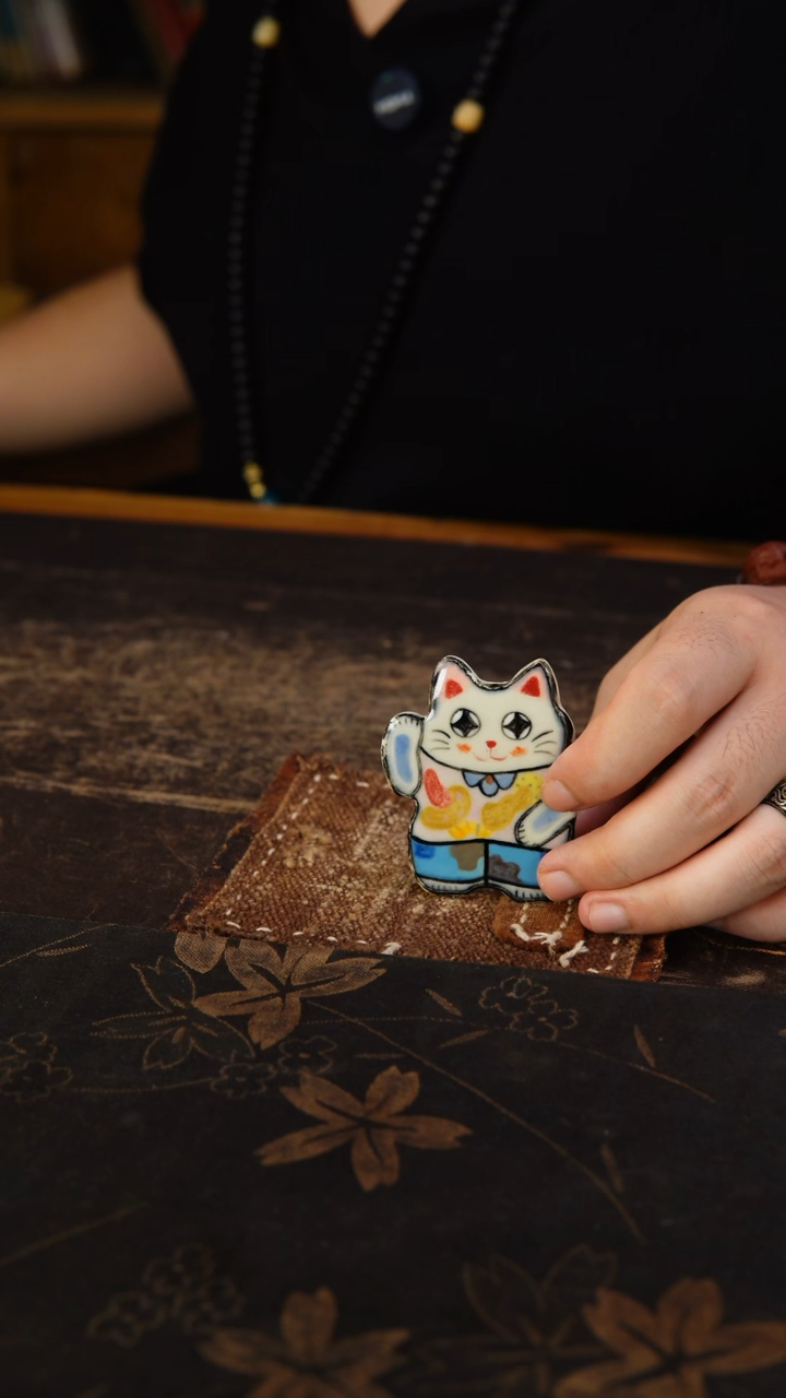 大奘  釉下泥片猫猫冰箱贴