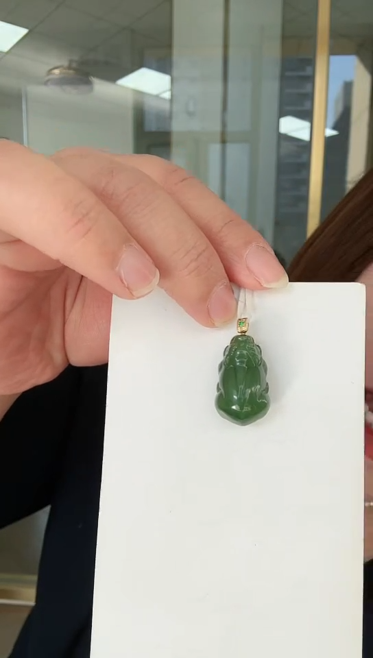 【闪购商品】和田玉吊坠18K金镶嵌吊坠4
