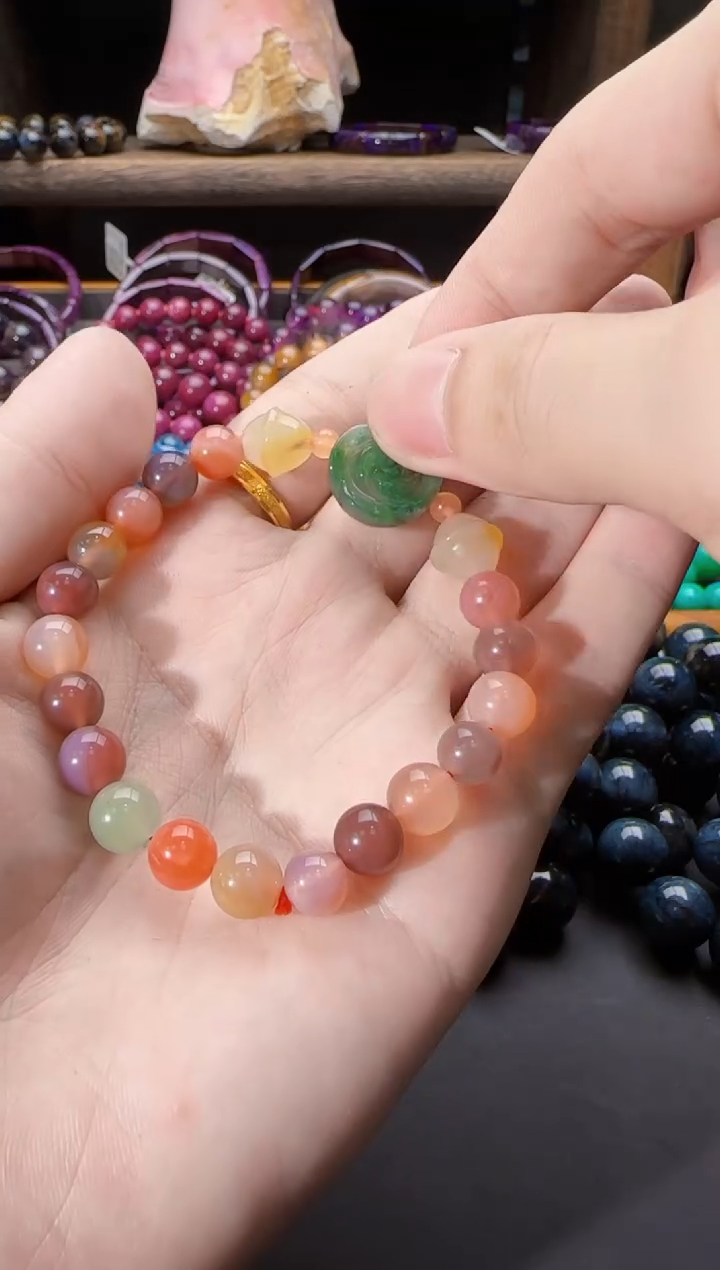 玛瑙/玉髓盐源圆珠手串未镶嵌@多样性发其一