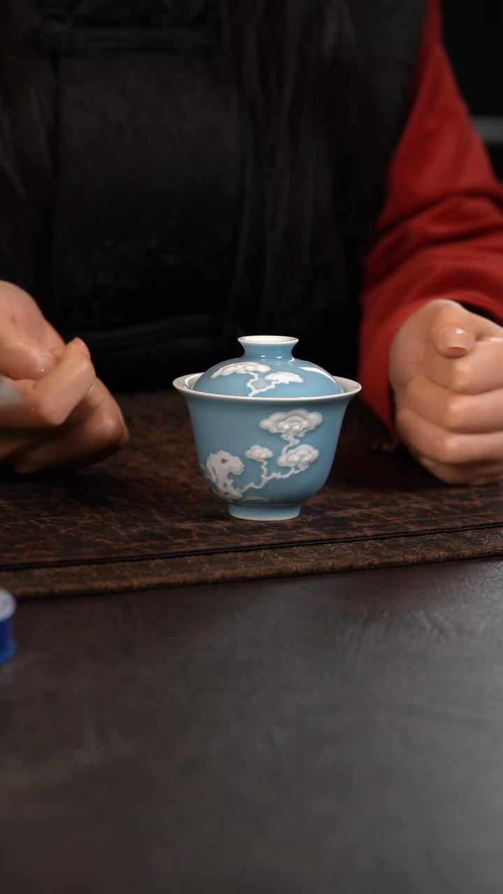 【闪购商品】杯初蓝舍天青灵芝盖碗