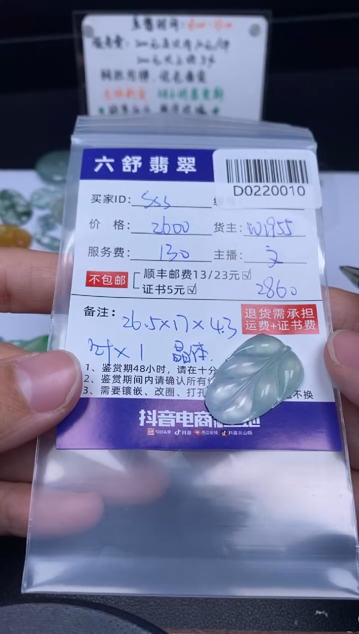 【闪购商品】翡翠吊坠(不含链)未镶嵌D0220010