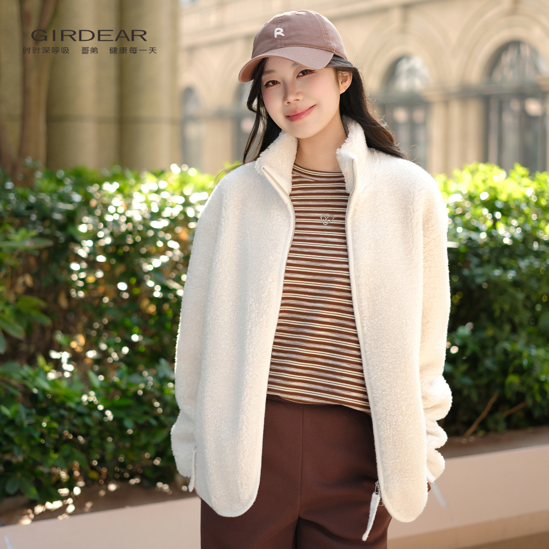 GIRDEAR/哥弟秋冬时尚百搭宽松轻奢保暖长袖外套140043氛围感服饰