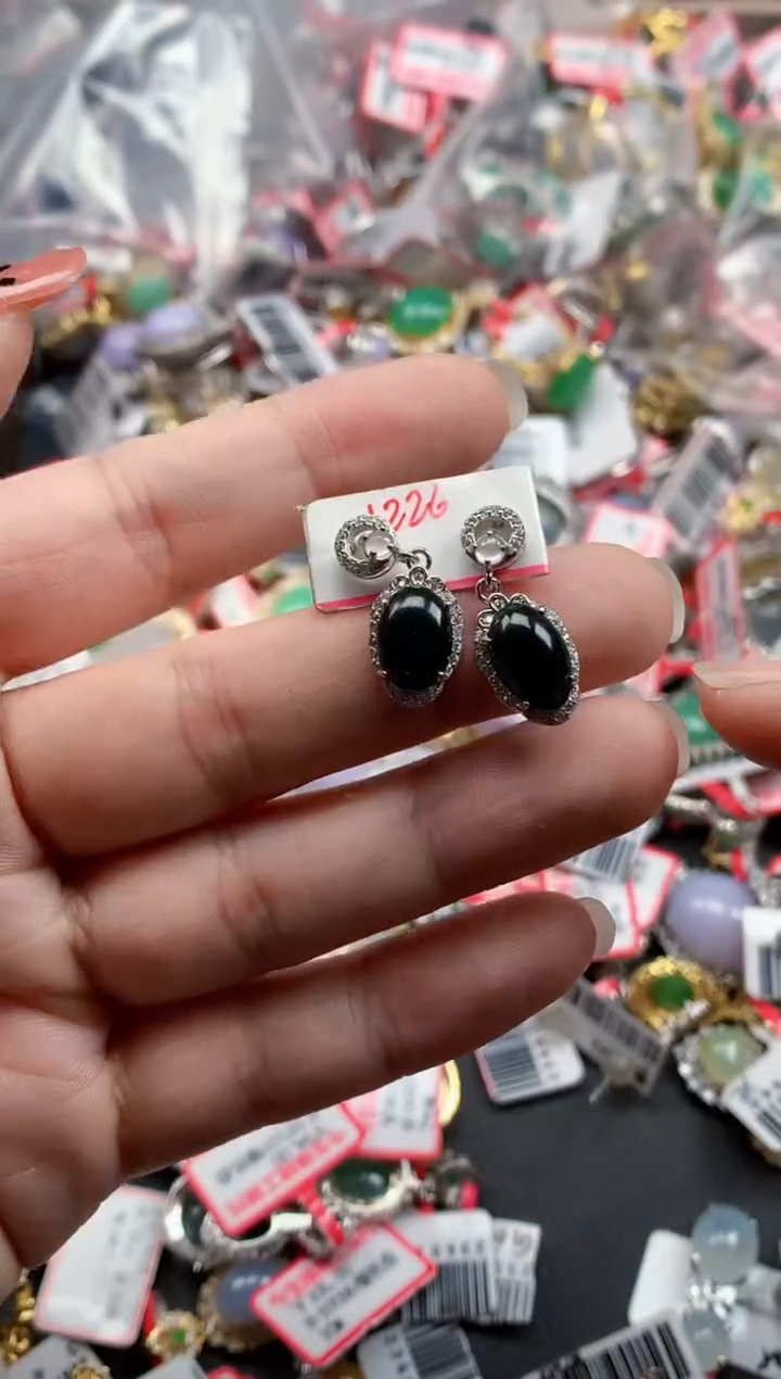 银S925镶嵌戒指翡翠天然A货缅甸翡翠