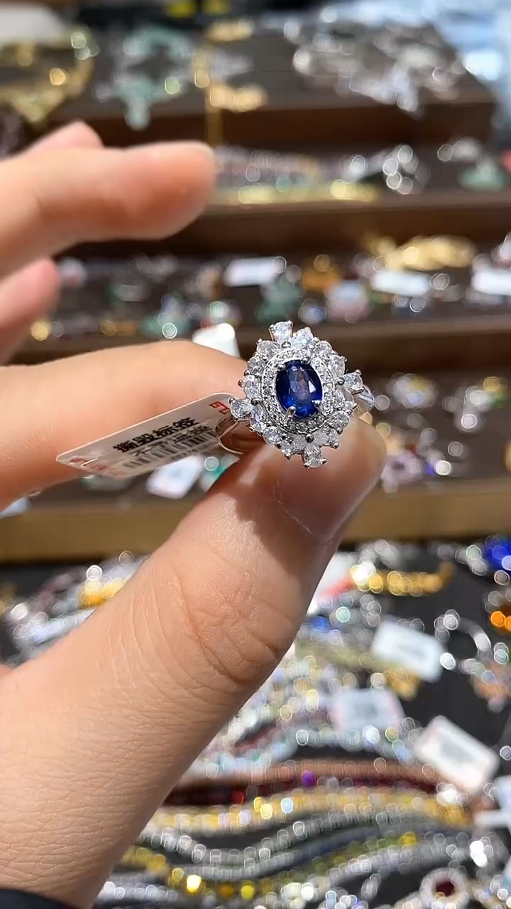 【闪购商品】蓝宝石戒指银S925镶嵌戒指