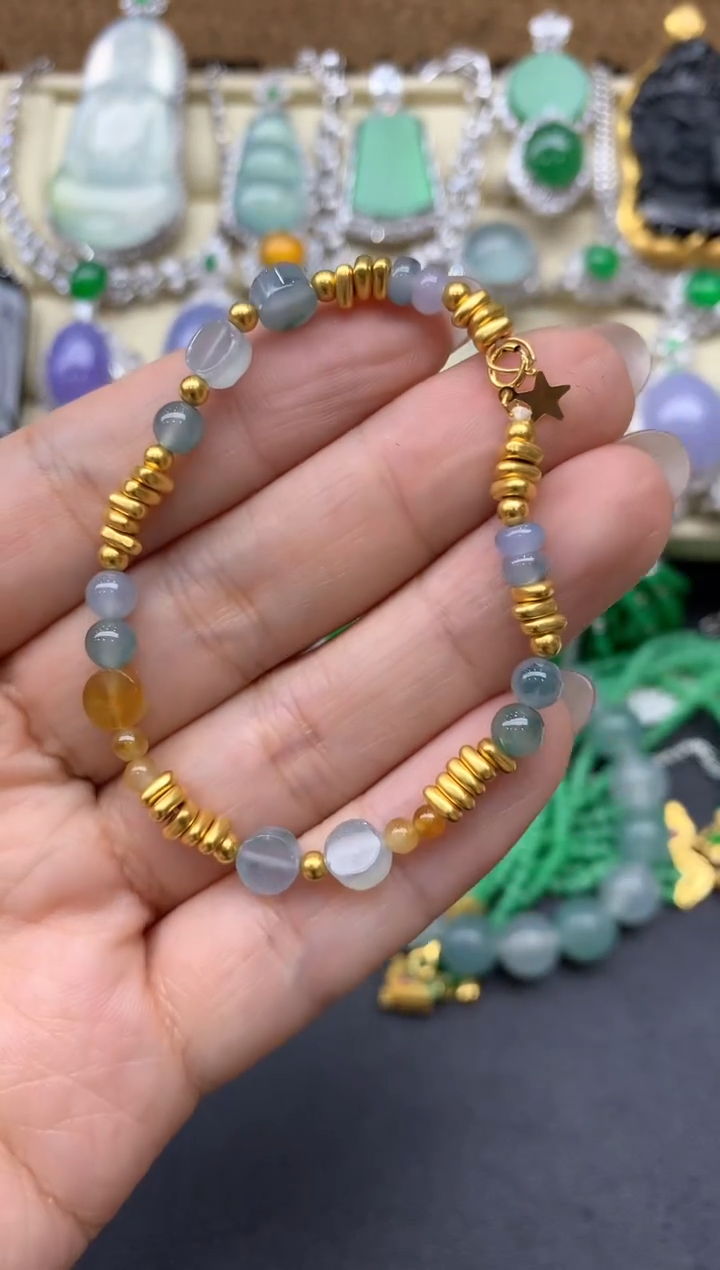 【闪购商品】翡翠手串18K金镶嵌361-中国好珍宝