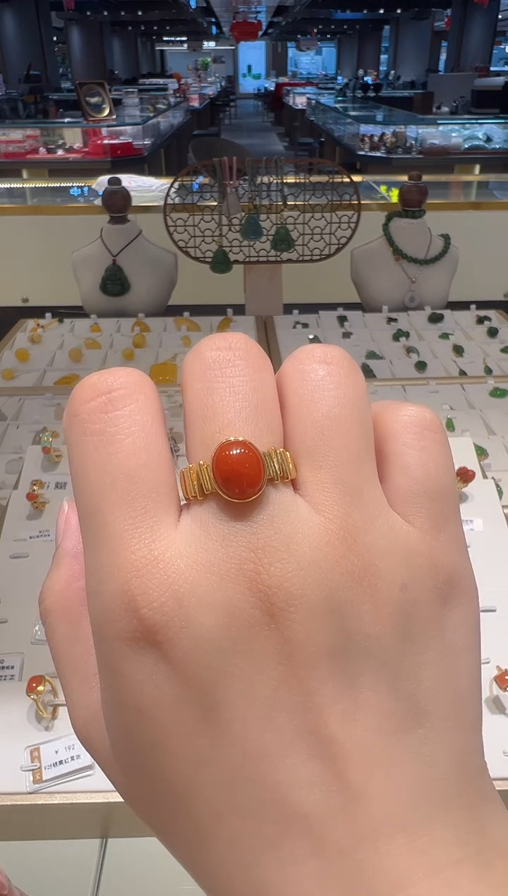 【闪购商品】南红玛瑙戒指银S925镶嵌31