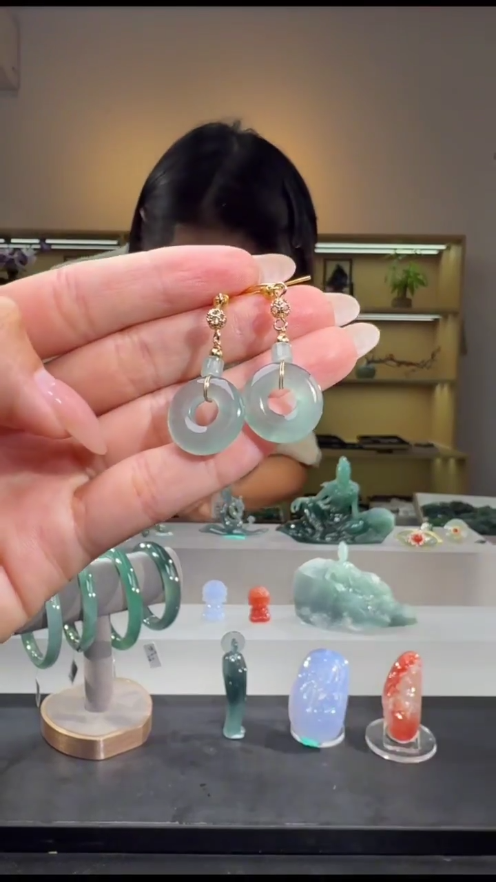 未镶嵌翡翠耳饰甜甜圈耳饰（多样性发其一对）