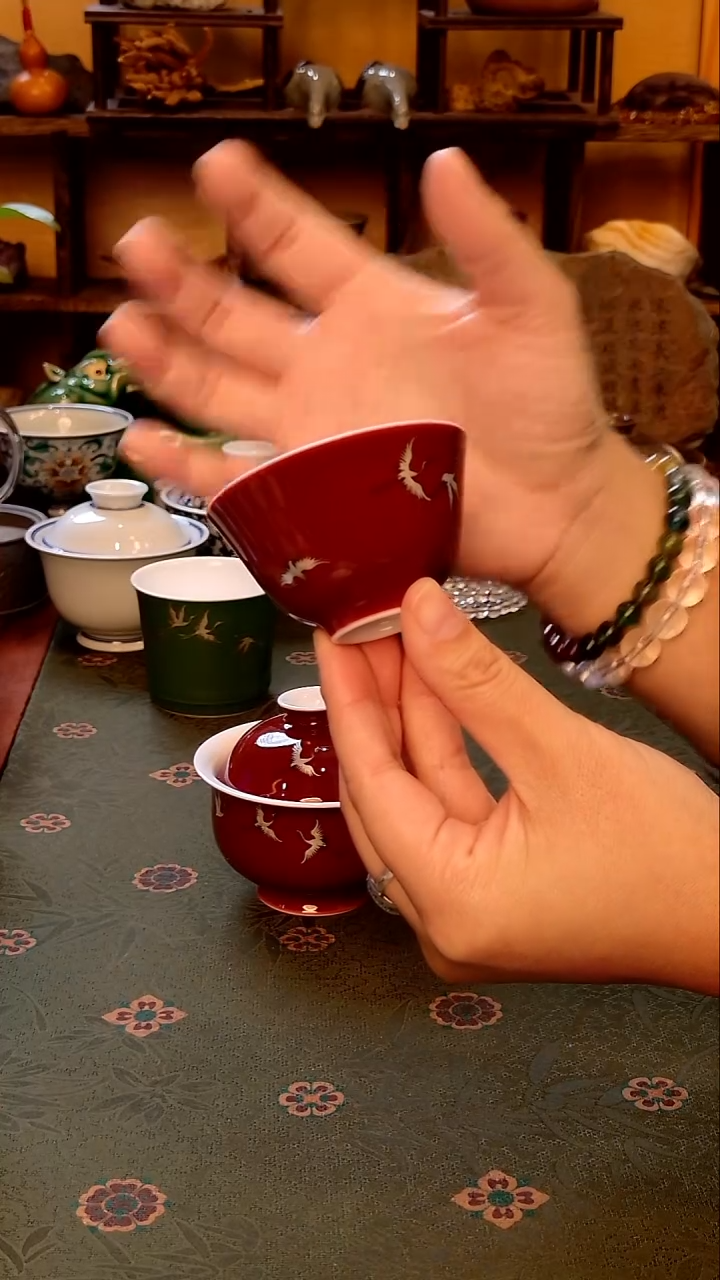 【手工手绘仙鹤红主人杯】