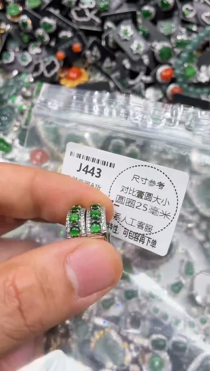 颈饰未镶嵌翡翠J443耳扣