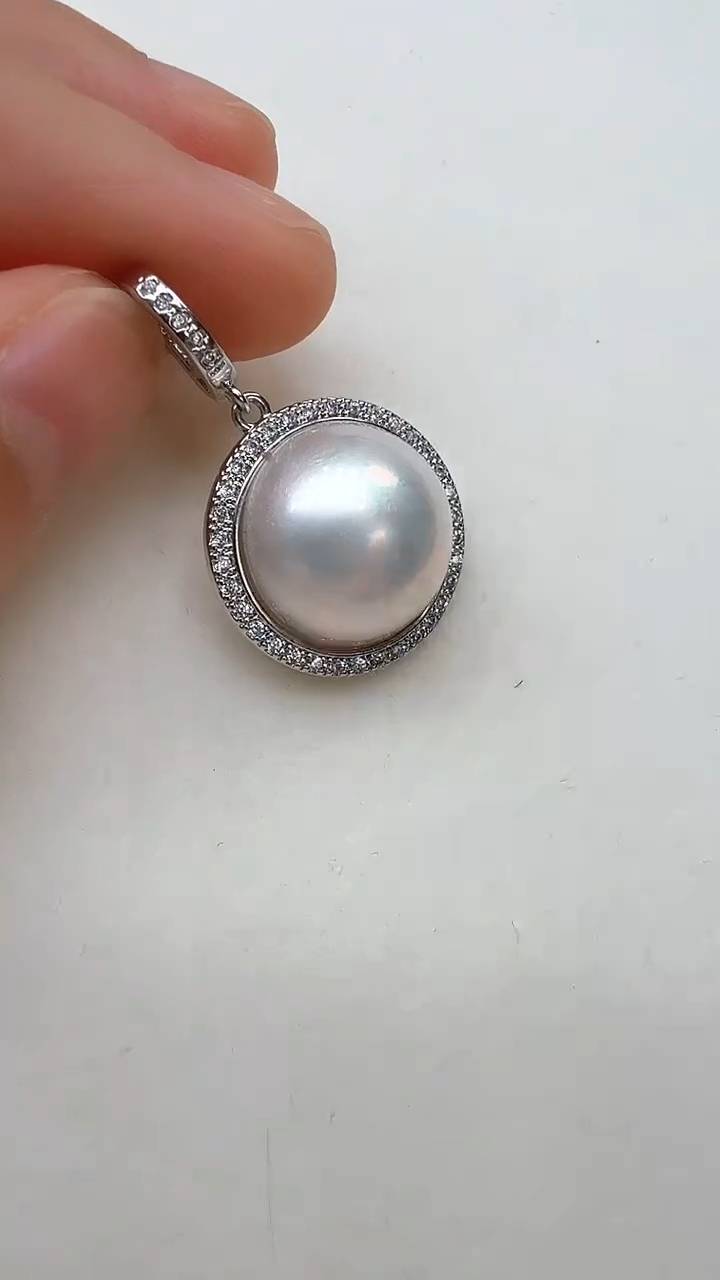 合金拼合珍珠（马贝珠）颈饰银色太阳花