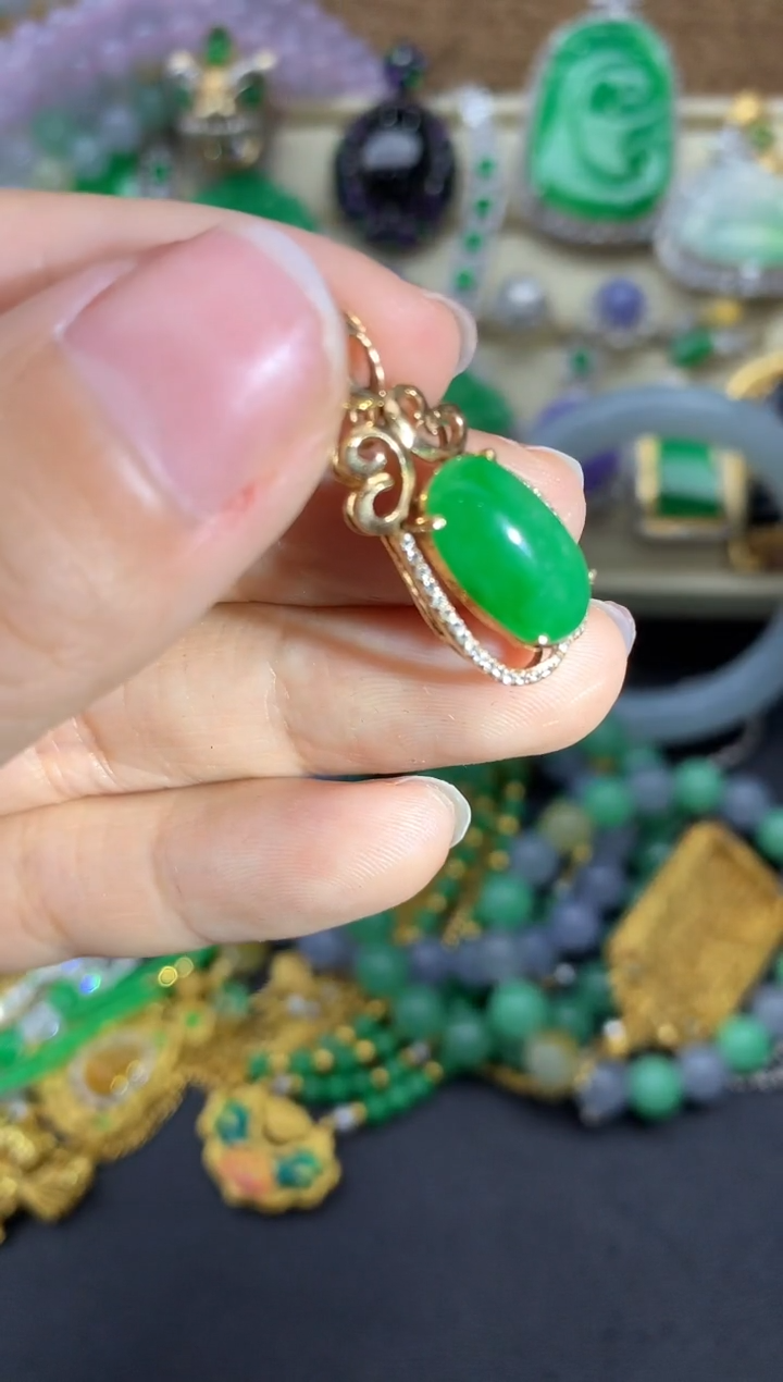 【闪购商品】翡翠颈饰18K金镶嵌427-中国好珍宝