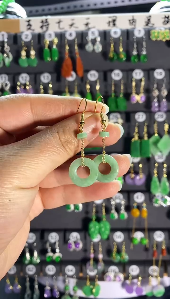 【闪购商品】翡翠耳饰银S925镶嵌018....