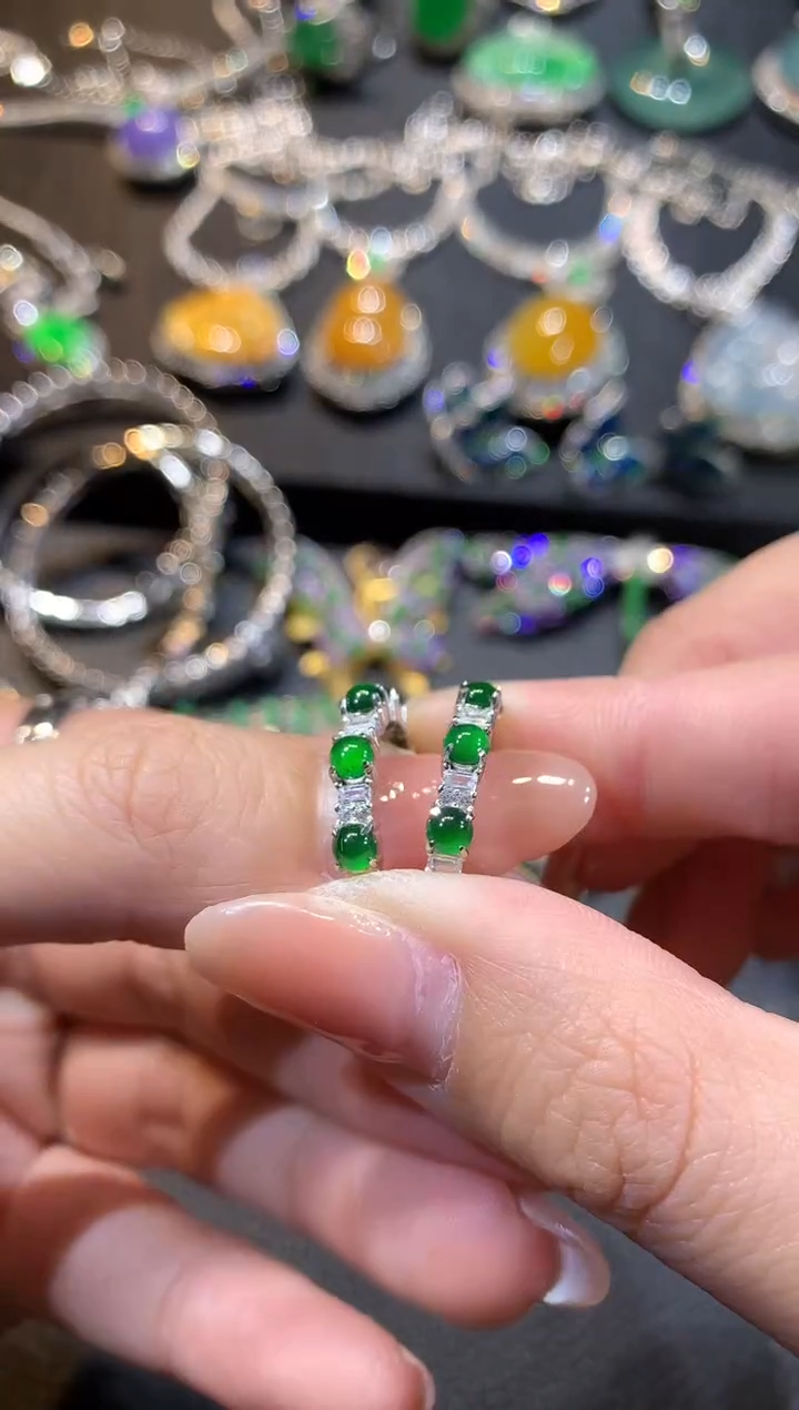 【闪购商品】翡翠耳饰银S925镶嵌151耳饰（多样性发货一件