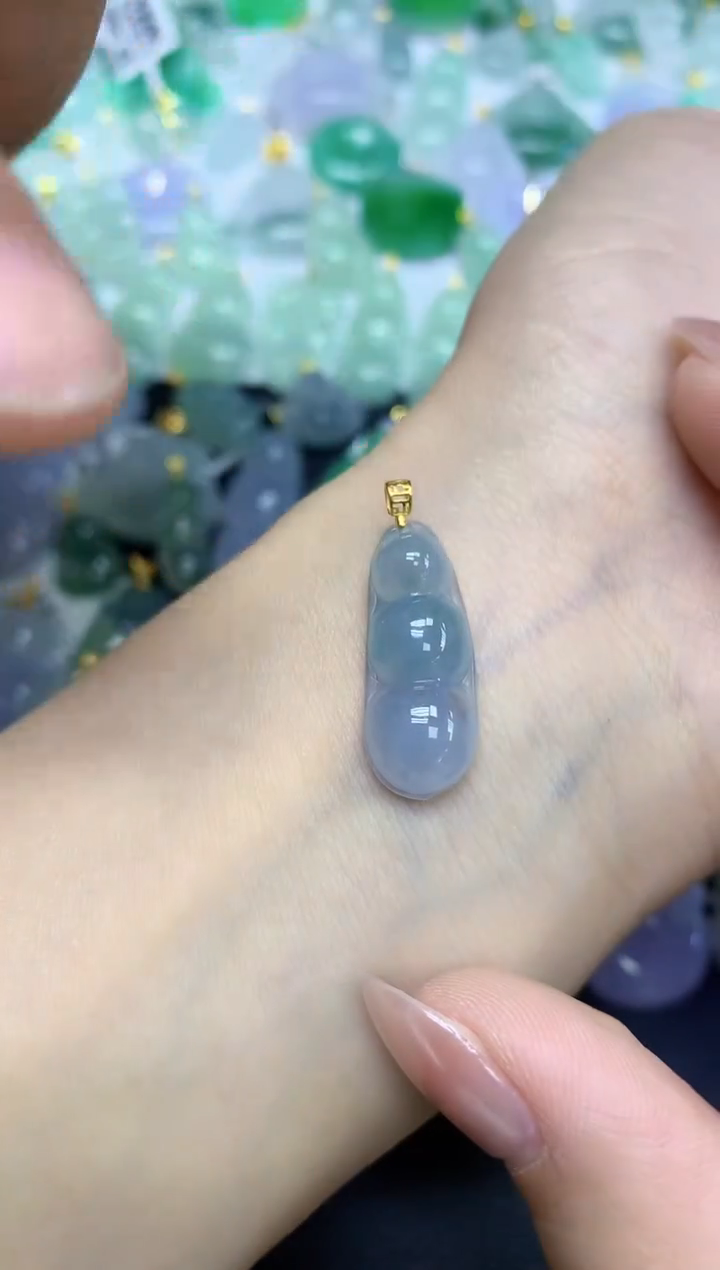 颈饰18K金镶嵌翡翠天然缅甸翡翠A货百元以上9元证书费自理