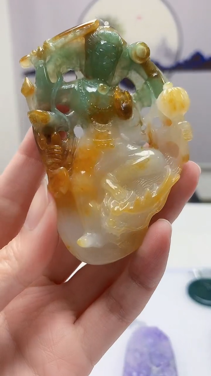 【闪购商品】定制翡翠未镶嵌4688zm-毛货挂件赠珠链136