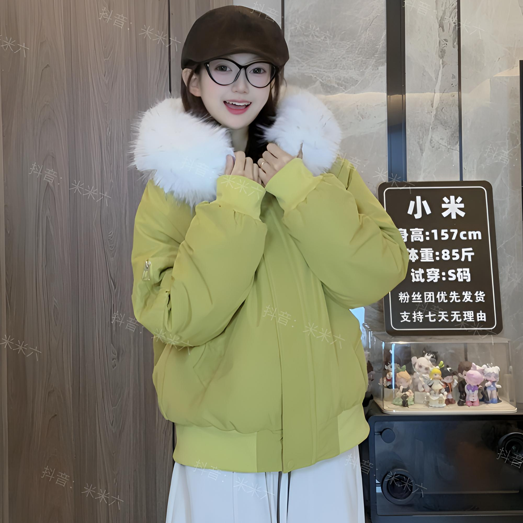 【米米六专属定制】冬季最新美式大毛领连帽休闲加厚派克服25109