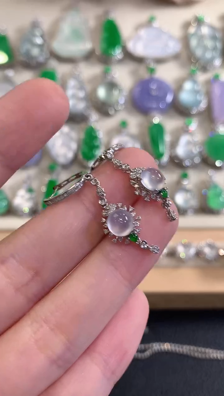 18K金镶嵌翡翠耳饰冬日珠宝W23