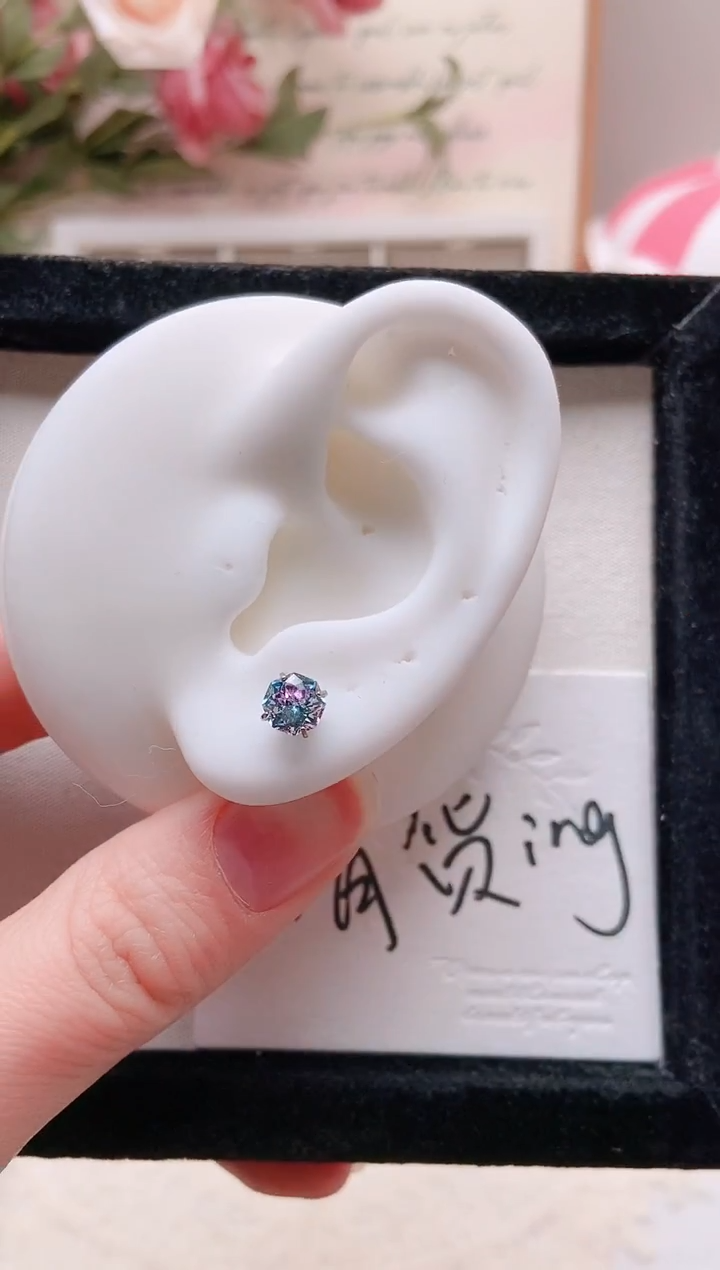 钛钢合金合成立方氧化锆6M八边手捧花|氧气森林6461一只