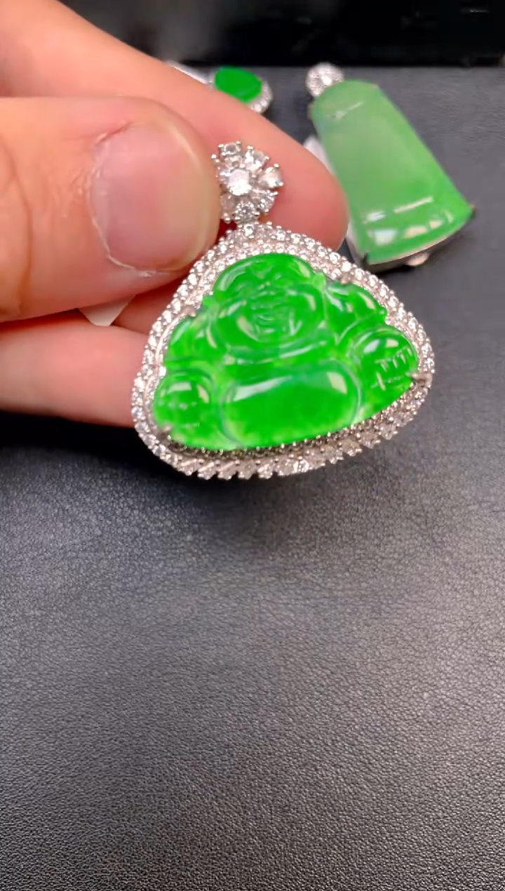 吊坠(不含链)银S925镶嵌翡翠吊坠