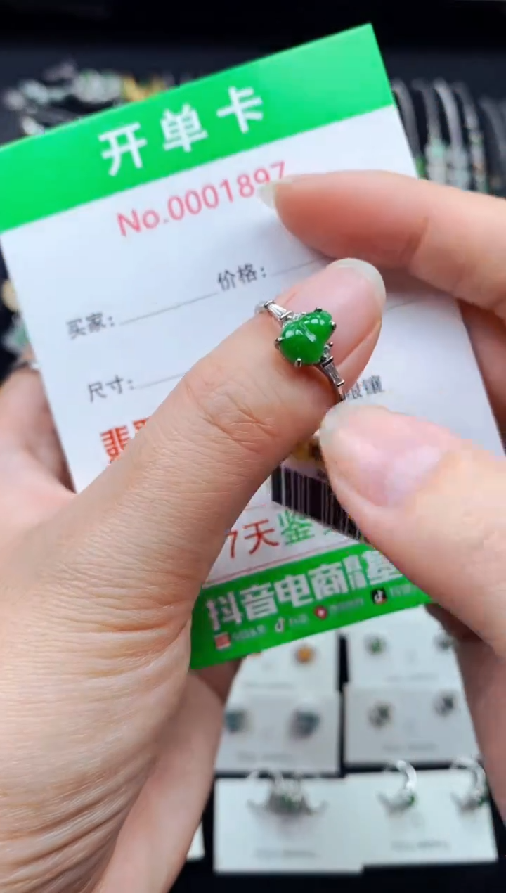 【闪购商品】翡翠戒指银S925镶嵌1897