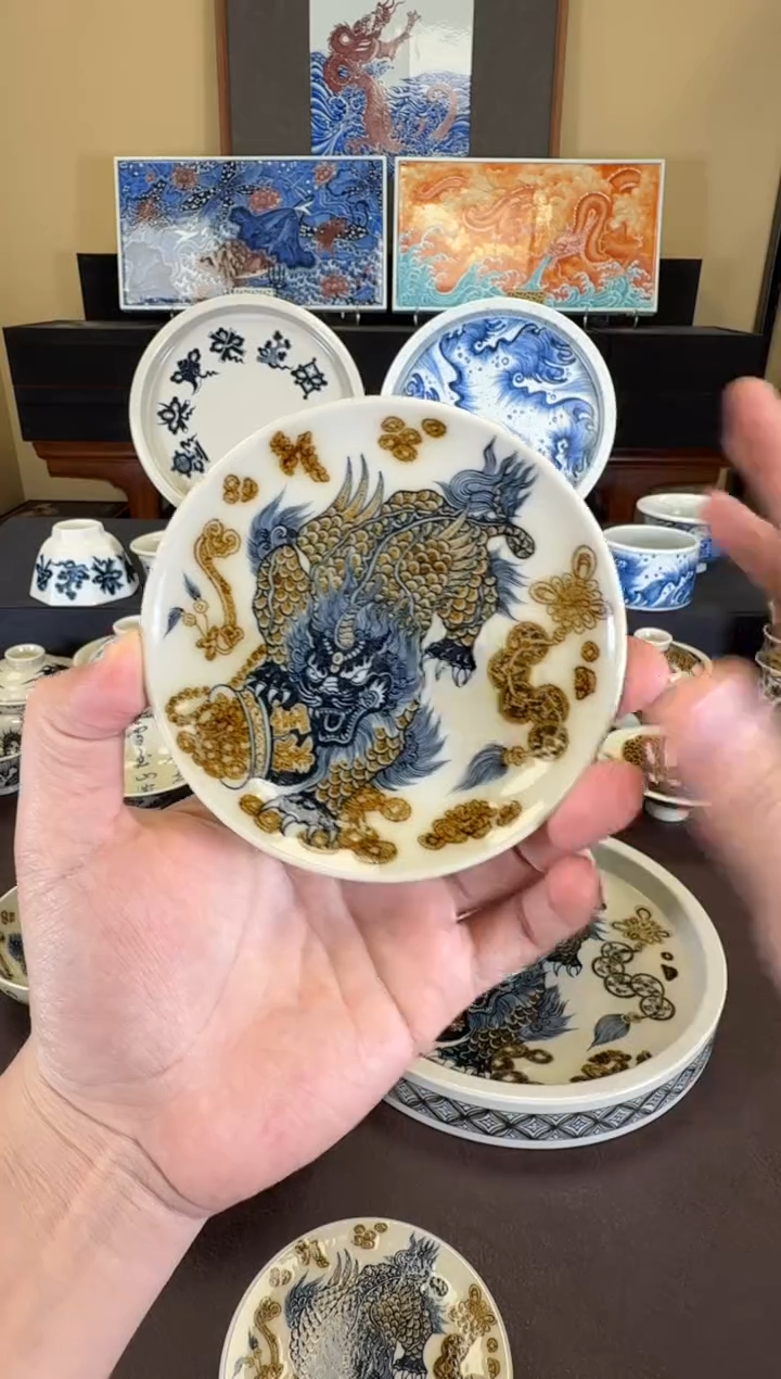 二号釉貔貅纹杯垫