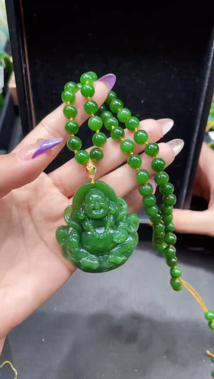 【闪购商品】和田玉套链18K金镶嵌多样性发一