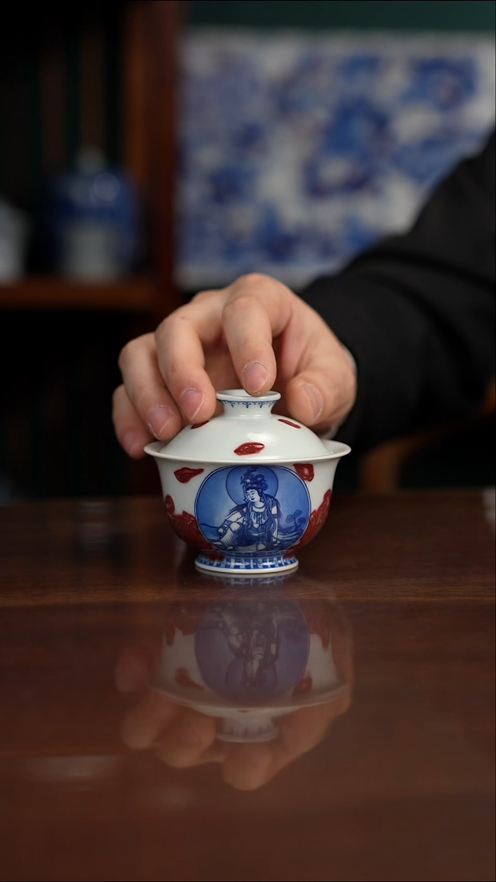  晓竹窑 观音盖碗