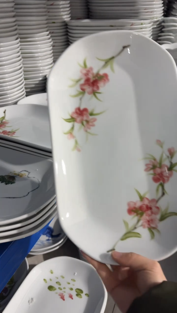 景德镇高温陶瓷食品级手绘釉中彩-八方鱼盘