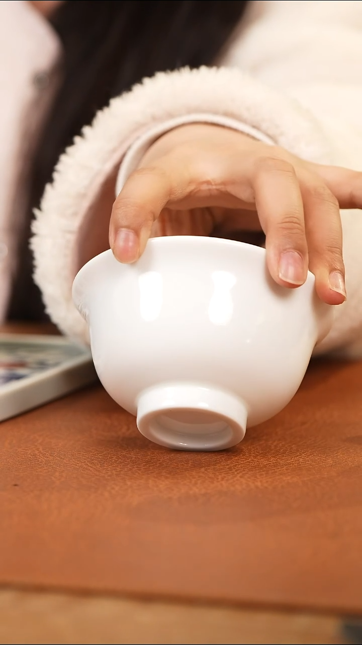 杯景德镇高白泥白胎压手杯