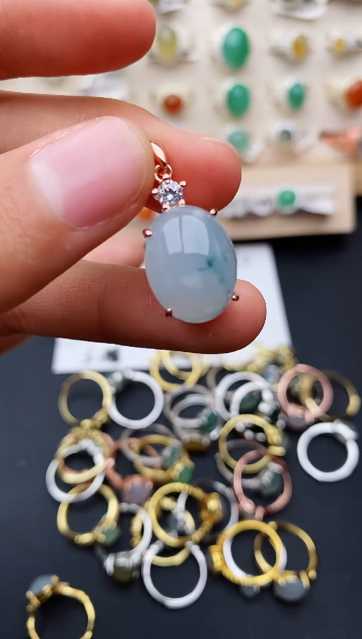 【闪购商品】翡翠戒指银S925镶嵌缅甸翡翠