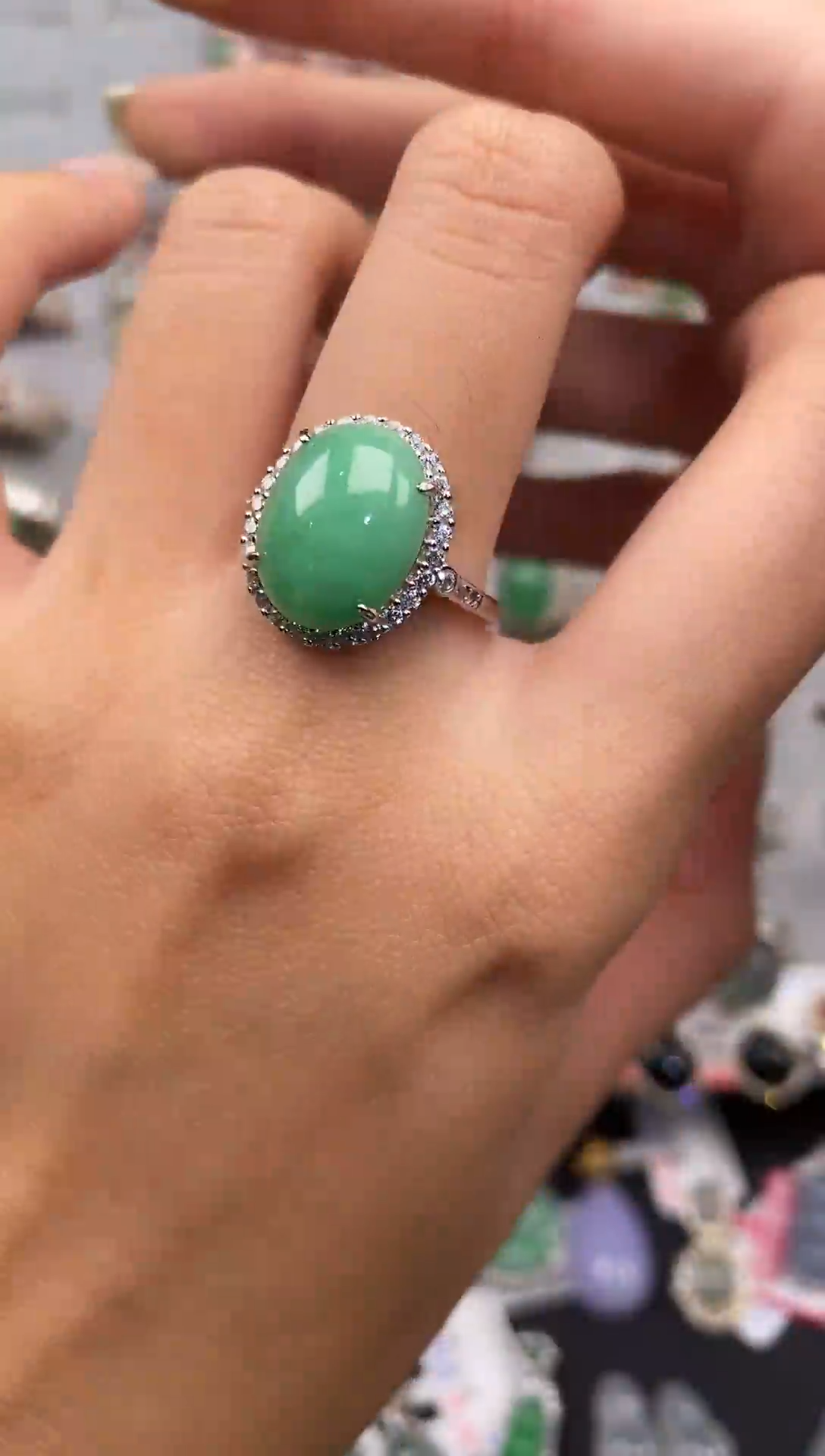 银S925镶嵌戒指翡翠天然A货翡翠19