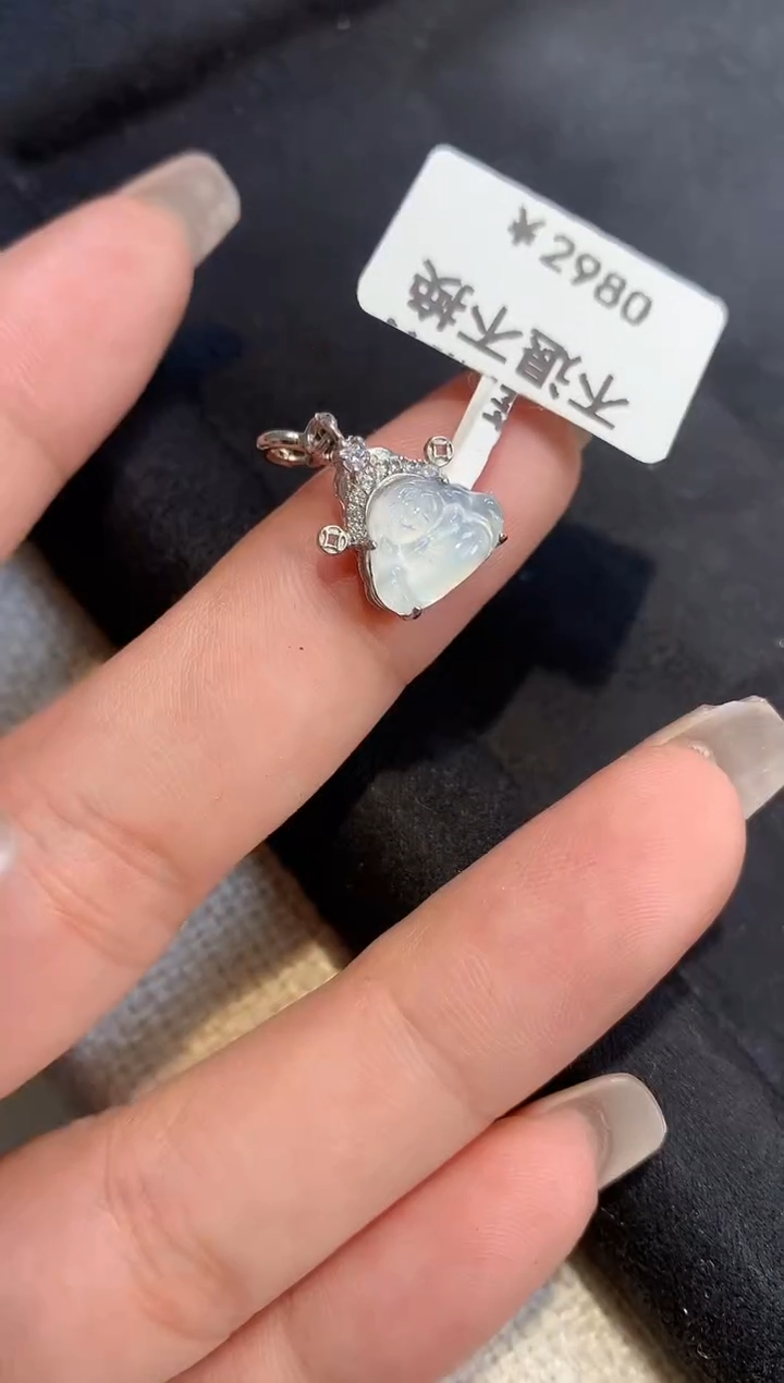 翡翠银S925镶嵌吊坠(不含链)【挽石珠宝】佛公