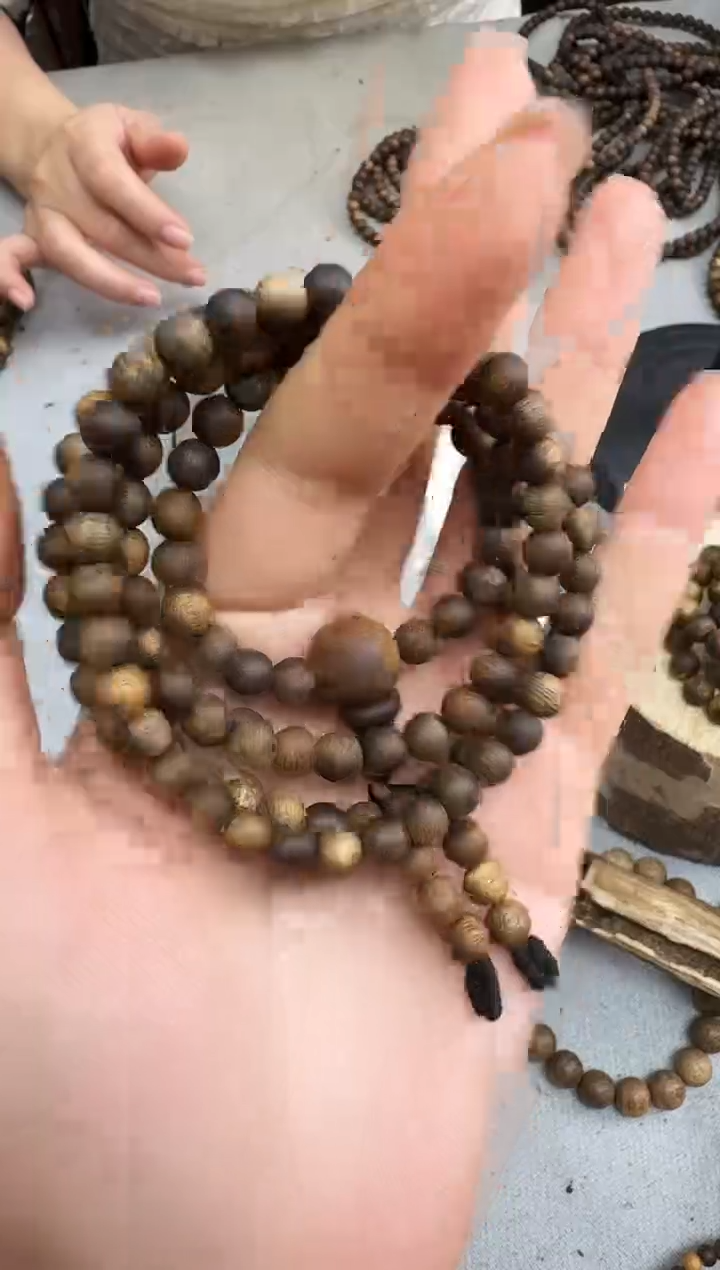 沉香手串0615海南透顶绿圆珠多圈多样性发一