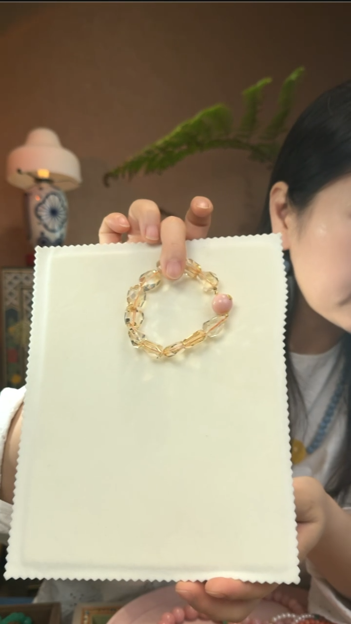 18K金镶嵌手串黄晶天然黄水晶手串