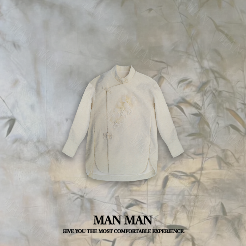 满满出品-『杏絮绾绣国风衫』25485时尚气质舒适保暖内搭