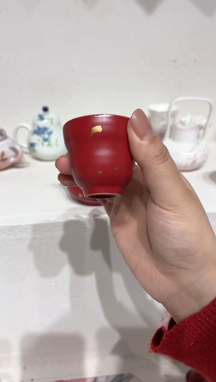 【闪购商品】山楂红-撒金-葫芦茶杯