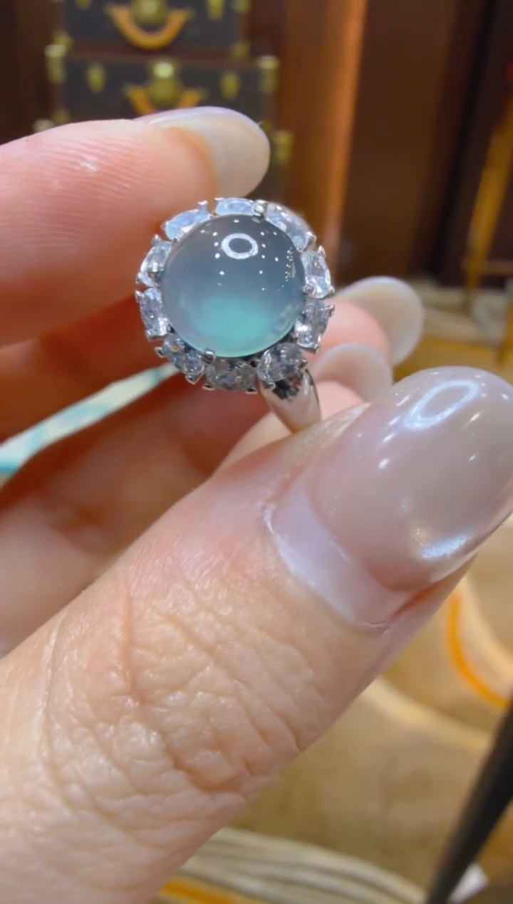 银S925镶嵌戒指翡翠多样性团购发一件
