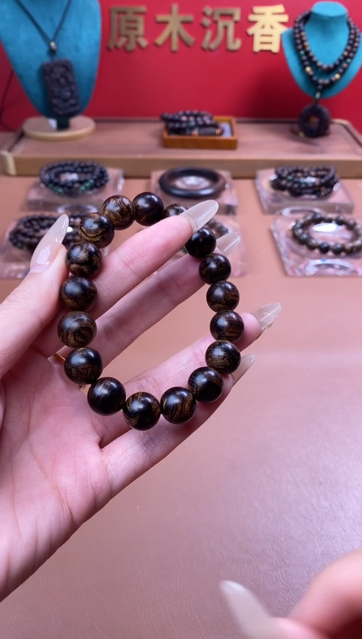 【闪购商品】沉香手串Y沉水越南芽庄白棋楠瘿子留疤12单圈