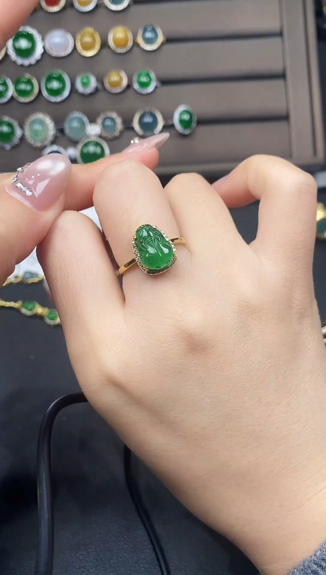 银S925镶嵌戒指翡翠111