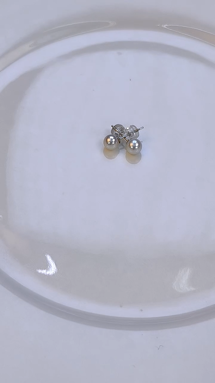 银S925镶嵌耳钉淡水珍珠5-6