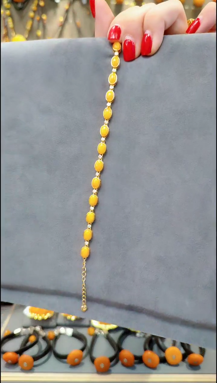 【闪购商品】蜜蜡手链银S925镀金镶嵌H290蜜蜡手链