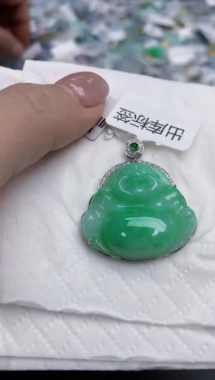 【闪购商品】翡翠颈饰18K金镶嵌天然缅甸翡翠A货