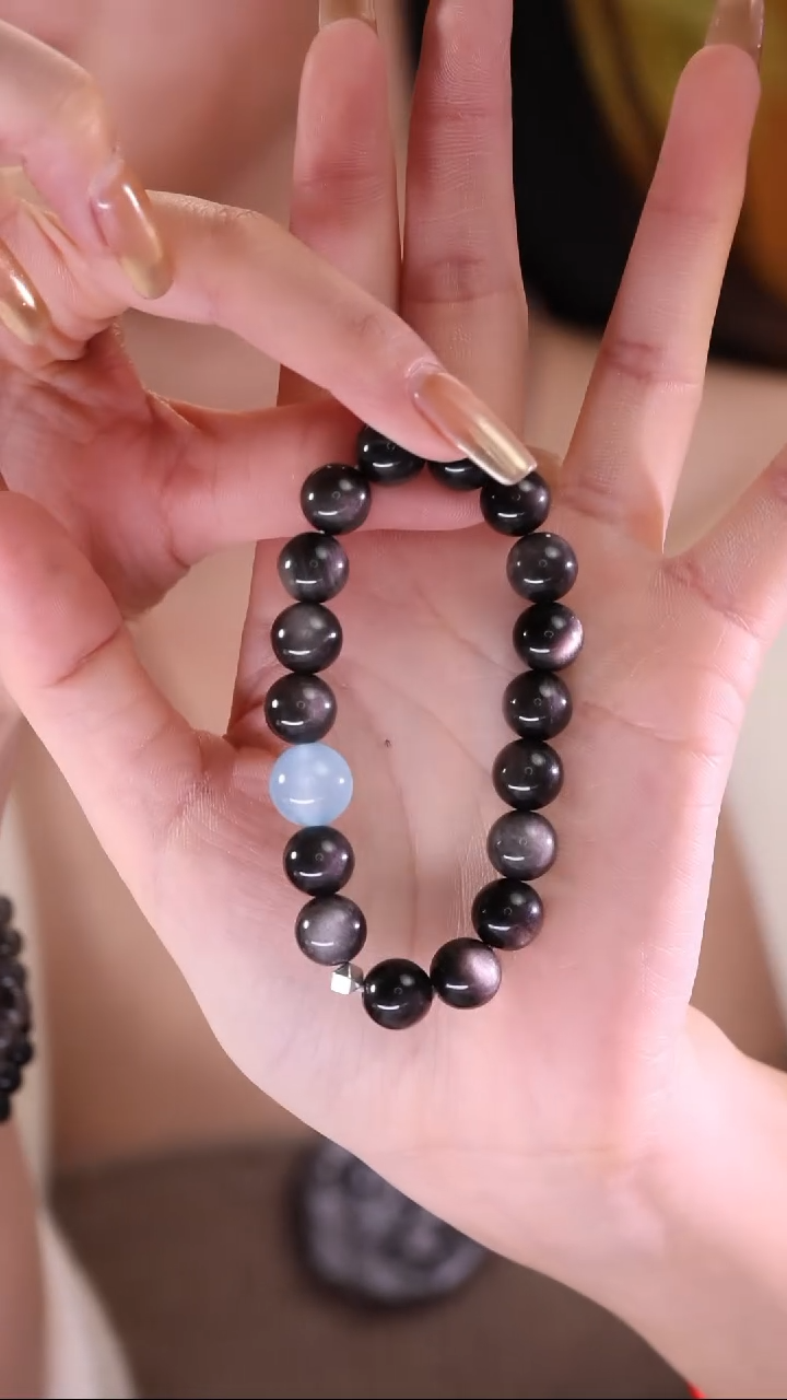 【闪购商品】长石手链未镶嵌003银曜石