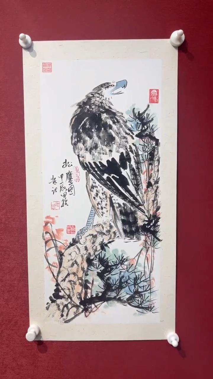 【闪购商品】国画松鹰-四开四-卡纸