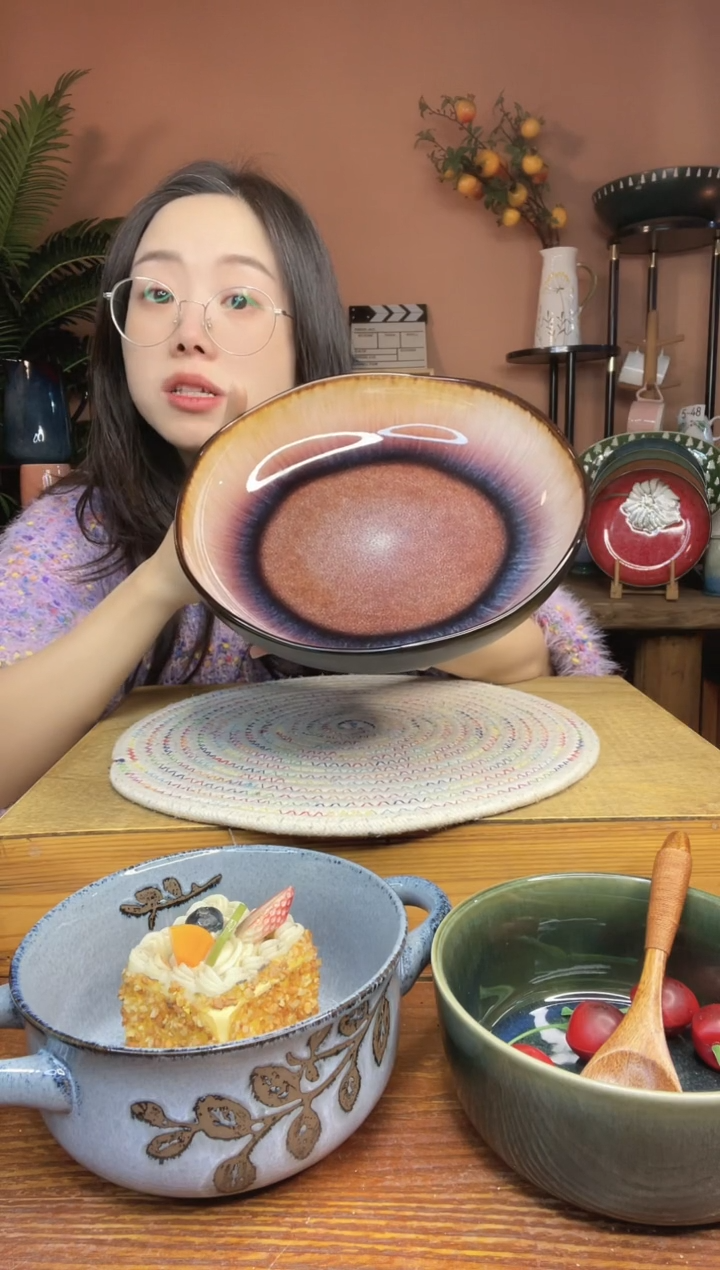 陶瓷8.8英寸云梦火焰系列深盘 微瑕疵