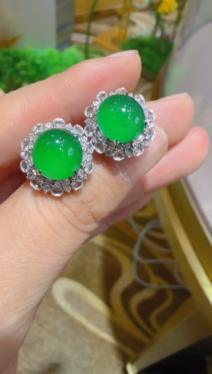 18K金镶嵌翡翠耳饰多样性团购发一件