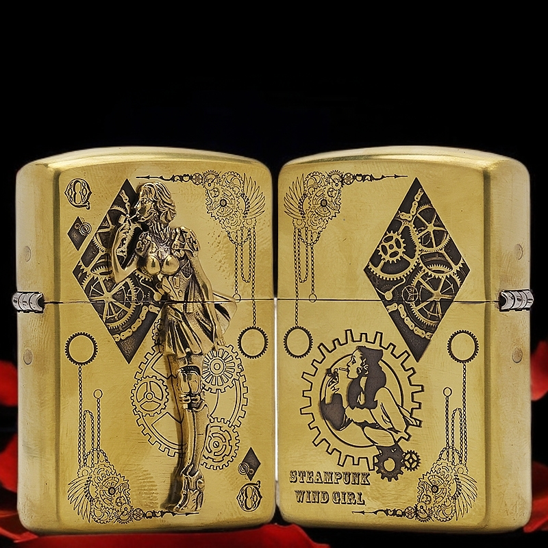 ZIPPO/之宝打火机【机械风女】黄铜盔甲机正品煤油机DYJ1