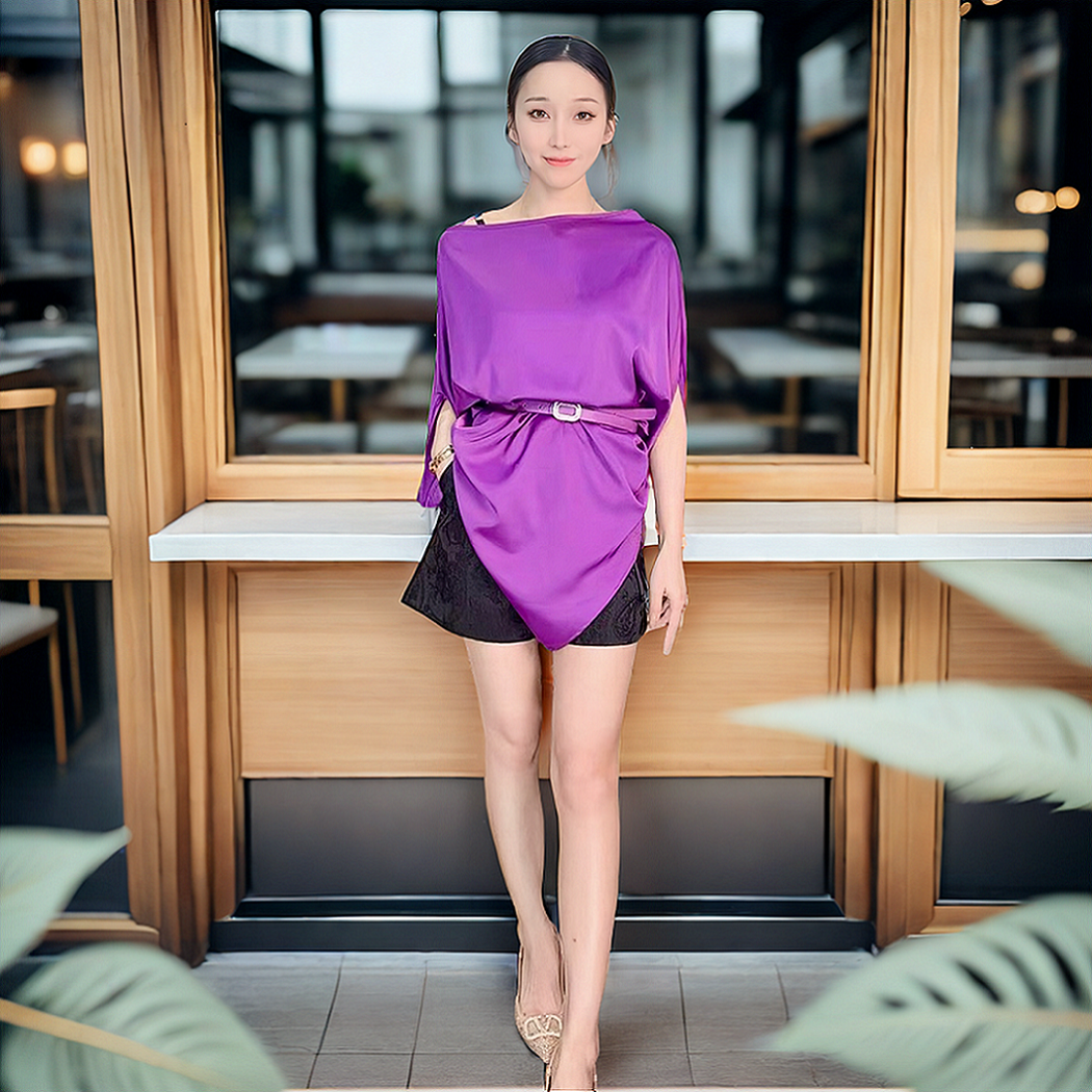 【商场高货】 夏季显瘦百搭荷叶边收腰方领连衣裙+腰带6092