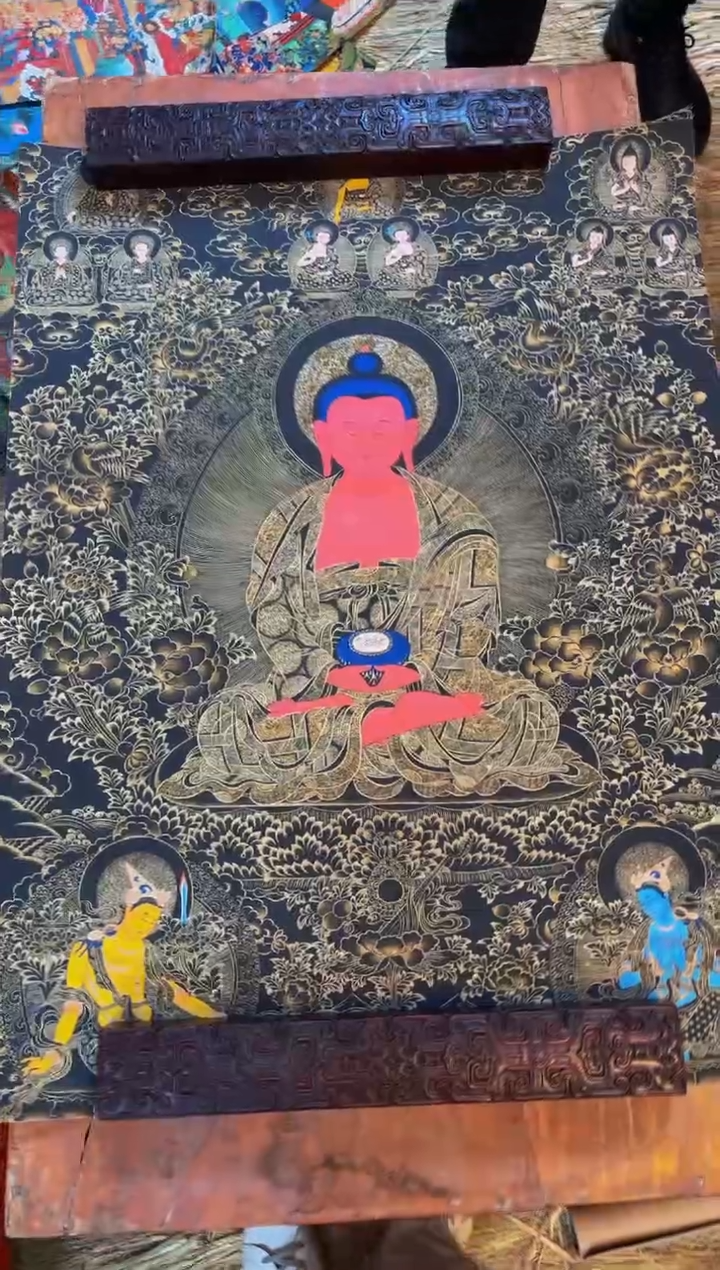 装裱画精品手绘唐卡链接--A139阿弥陀佛